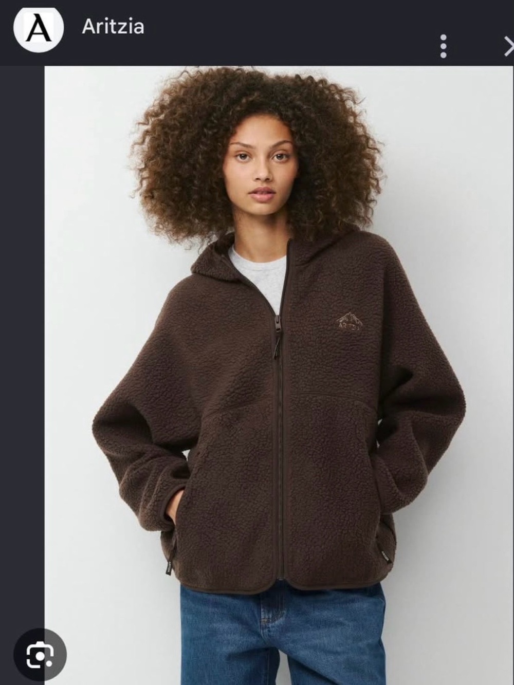 Aritzia Rich Mocha Brown  Polartec Fleece Zip-Up Jacket